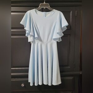 Chic Blue Dress with Ruffle Sleeves